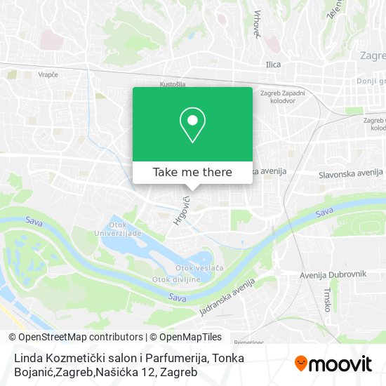 Linda Kozmetički salon i Parfumerija, Tonka Bojanić,Zagreb,Našićka 12 map