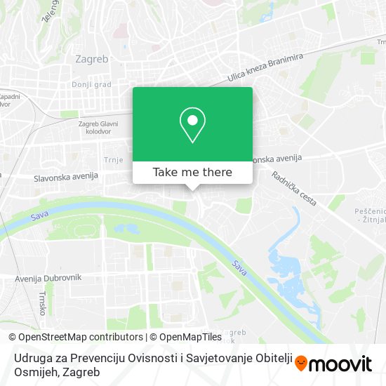 Udruga za Prevenciju Ovisnosti i Savjetovanje Obitelji Osmijeh map