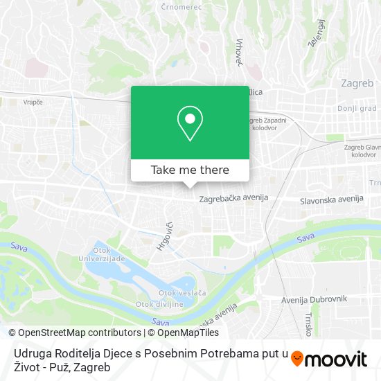 Udruga Roditelja Djece s Posebnim Potrebama put u Život - Puž map