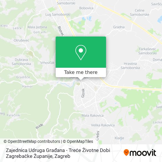 Zajednica Udruga Građana - Treće Životne Dobi Zagrebačke Županije map