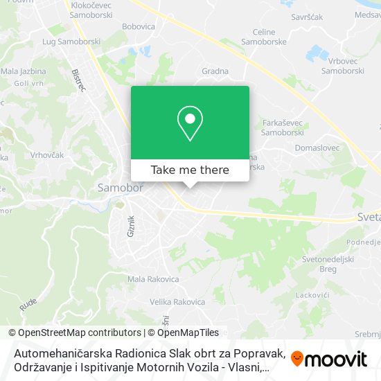 Automehaničarska Radionica Slak obrt za Popravak, Održavanje i Ispitivanje Motornih Vozila - Vlasni map