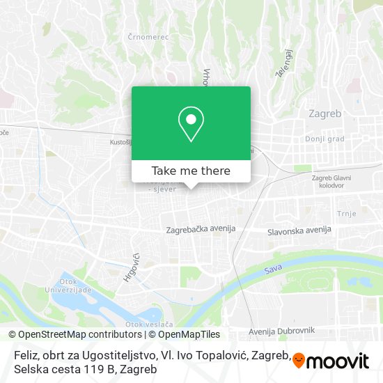Feliz, obrt za Ugostiteljstvo, Vl. Ivo Topalović, Zagreb, Selska cesta 119 B map