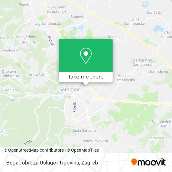 Begal, obrt za Usluge i trgovinu map