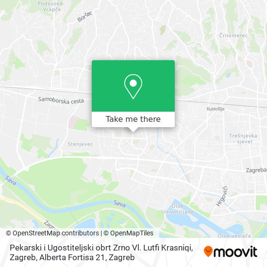 Pekarski i Ugostiteljski obrt Zrno Vl. Lutfi Krasniqi, Zagreb, Alberta Fortisa 21 map