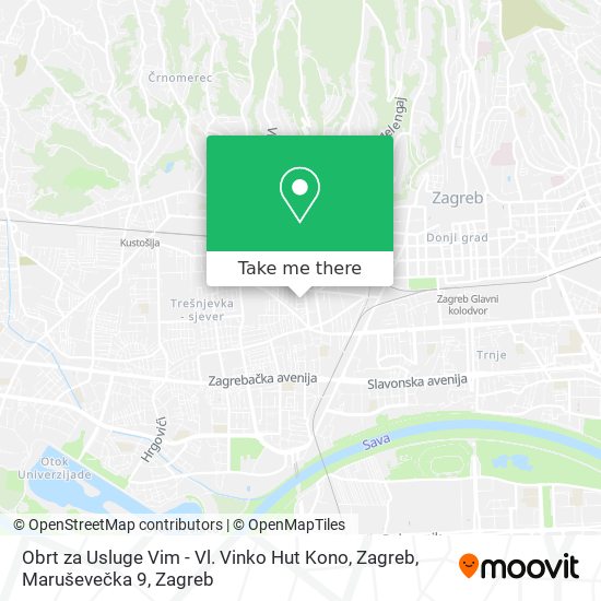 Obrt za Usluge Vim - Vl. Vinko Hut Kono, Zagreb, Maruševečka 9 map
