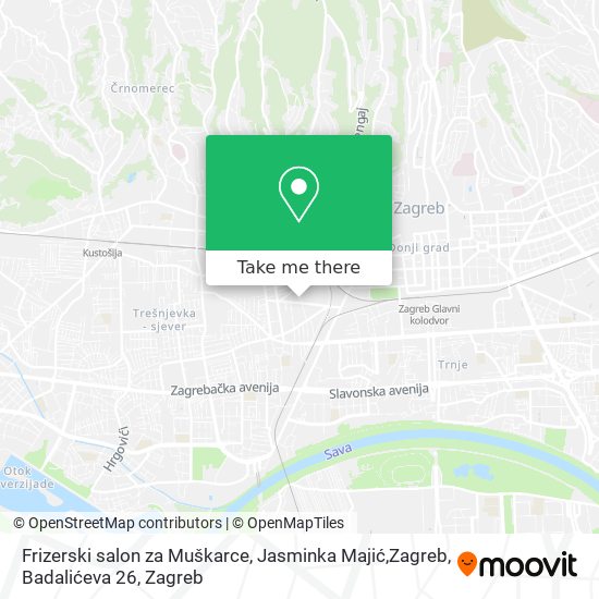 Frizerski salon za Muškarce, Jasminka Majić,Zagreb, Badalićeva 26 map