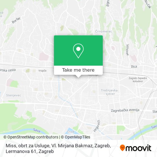 Miss, obrt za Usluge, Vl. Mirjana Bakmaz, Zagreb, Lermanova 61 map