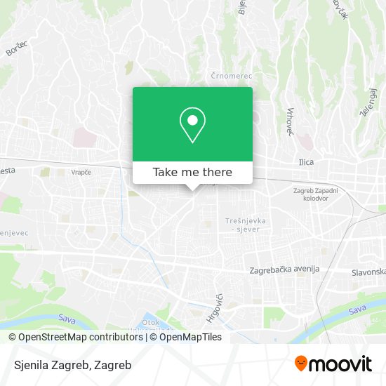 Sjenila Zagreb map