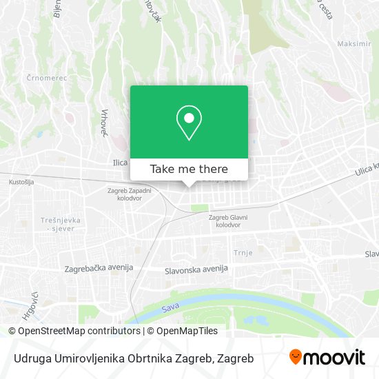 Udruga Umirovljenika Obrtnika Zagreb map