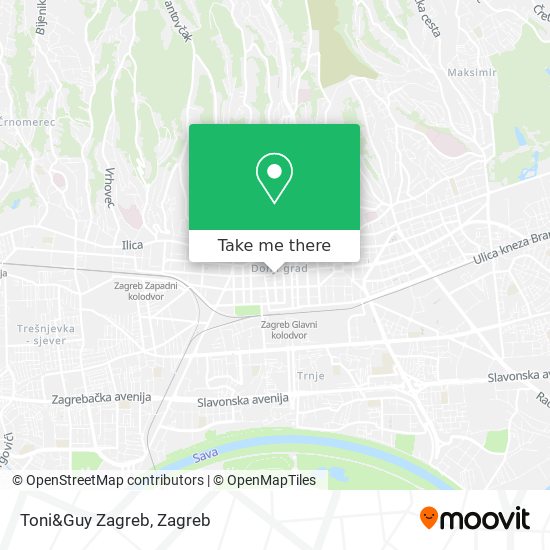 Toni&Guy Zagreb map