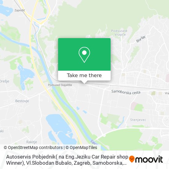 Autoservis Pobjednik( na Eng.Jeziku Car Repair shop Winner), Vl.Slobodan Bubalo, Zagreb, Samoborska map