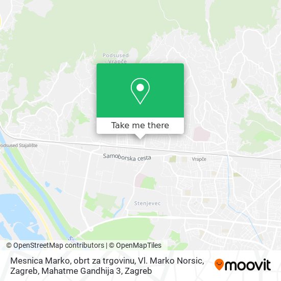 Mesnica Marko, obrt za trgovinu, Vl. Marko Norsic, Zagreb, Mahatme Gandhija 3 map