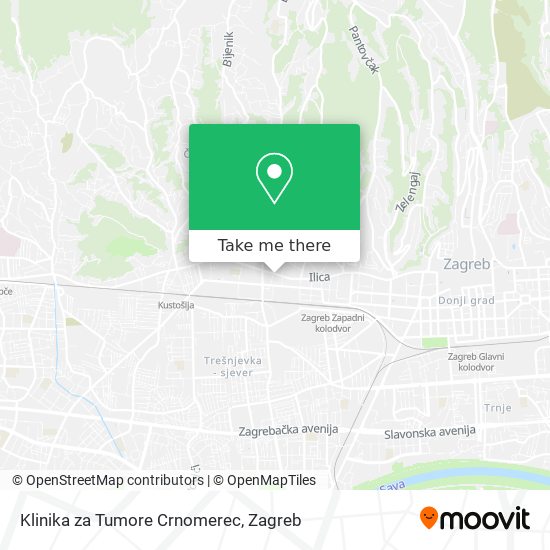 Klinika za Tumore Crnomerec map
