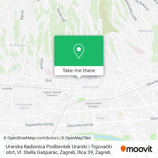 Urarska Radionica Podbevšek Urarski i Trgovački obrt, Vl. Stella Gašparac, Zagreb, Ilica 39 map