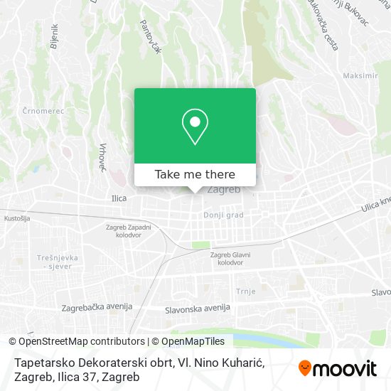 Tapetarsko Dekoraterski obrt, Vl. Nino Kuharić, Zagreb, Ilica 37 map