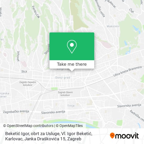 Beketić Igor, obrt za Usluge, Vl. Igor Beketić, Karlovac, Janka Draškovića 15 map