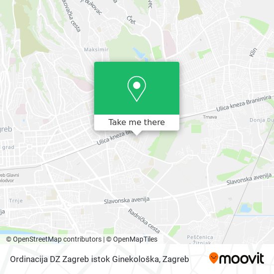 Ordinacija DZ Zagreb istok Ginekološka map