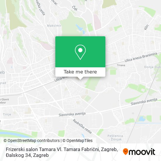 Frizerski salon Tamara Vl. Tamara Fabrični, Zagreb, Đalskog 34 map