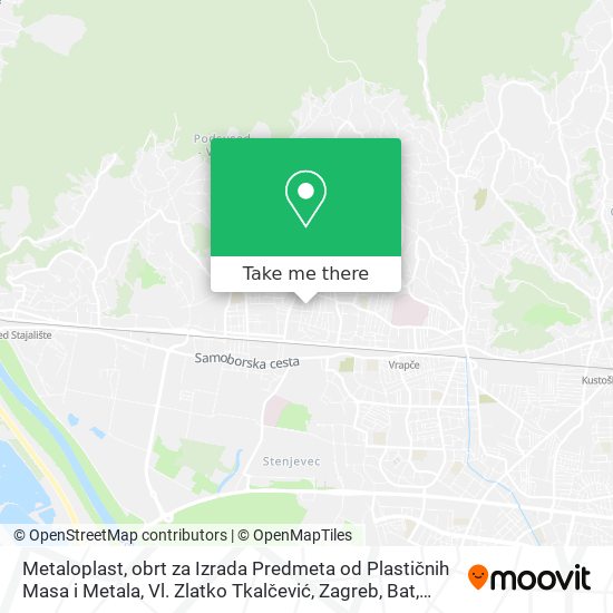 Metaloplast, obrt za Izrada Predmeta od Plastičnih Masa i Metala, Vl. Zlatko Tkalčević, Zagreb, Bat map