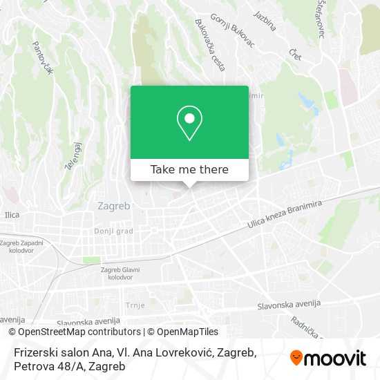 Frizerski salon Ana, Vl. Ana Lovreković, Zagreb, Petrova 48 / A map