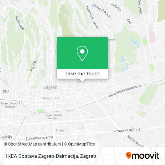 IKEA Dostava Zagreb-Dalmacija map