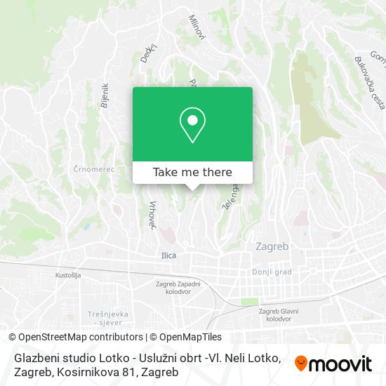 Glazbeni studio Lotko - Uslužni obrt -Vl. Neli Lotko, Zagreb, Kosirnikova 81 map