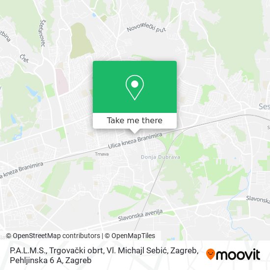 P.A.L.M.S., Trgovački obrt, Vl. Michajl Sebić, Zagreb, Pehljinska 6 A map