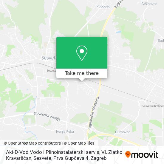 Aki-D-Vod Vodo i Plinoinstalaterski servis, Vl. Zlatko Kravaršćan, Sesvete, Prva Gupčeva 4 map