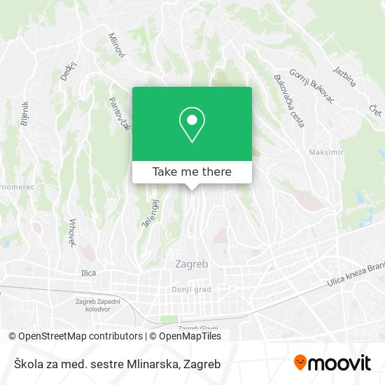 Škola za med. sestre Mlinarska map