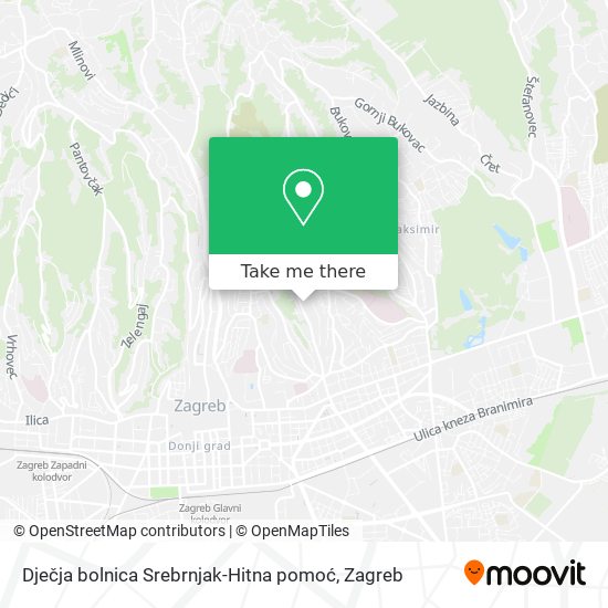 Dječja bolnica Srebrnjak-Hitna pomoć map