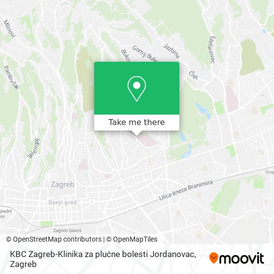 KBC Zagreb-Klinika za plućne bolesti Jordanovac map