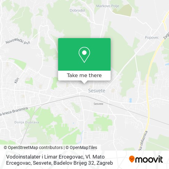 Vodoinstalater i Limar Ercegovac, Vl. Mato Ercegovac, Sesvete, Badelov Brijeg 32 map