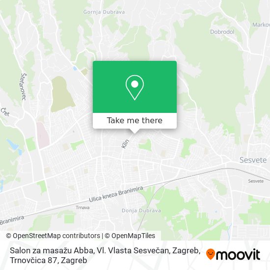 Salon za masažu Abba, Vl. Vlasta Sesvečan, Zagreb, Trnovčica 87 map