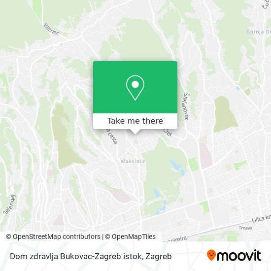 Dom zdravlja Bukovac-Zagreb istok map