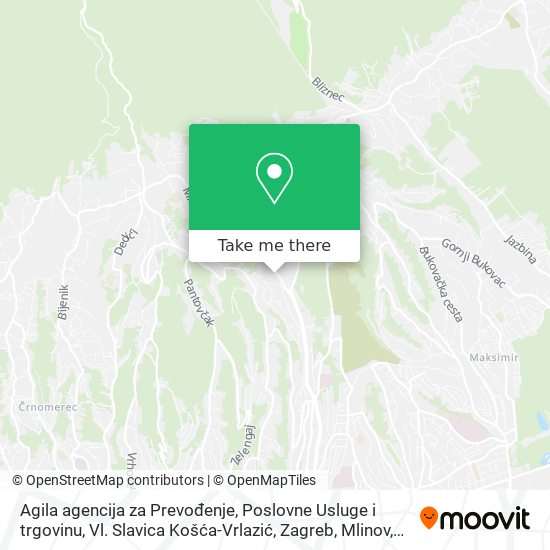 Agila agencija za Prevođenje, Poslovne Usluge i trgovinu, Vl. Slavica Košća-Vrlazić, Zagreb, Mlinov map