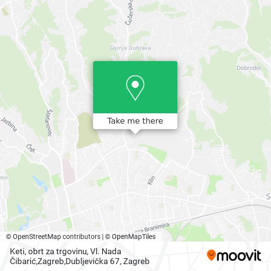 Keti, obrt za trgovinu, Vl. Nada Čibarić,Zagreb,Dubljevička 67 map