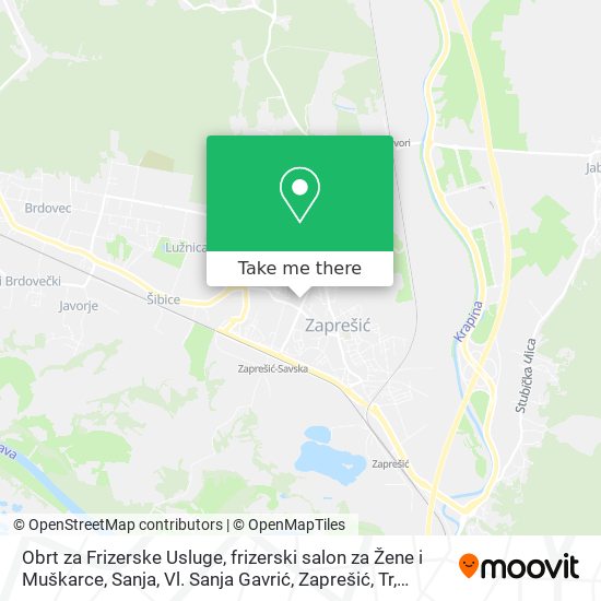 Obrt za Frizerske Usluge, frizerski salon za Žene i Muškarce, Sanja, Vl. Sanja Gavrić, Zaprešić, Tr map