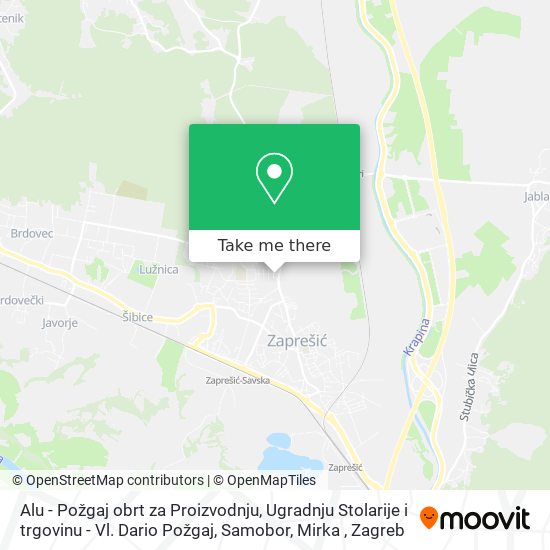 Alu - Požgaj obrt za Proizvodnju, Ugradnju Stolarije i trgovinu - Vl. Dario Požgaj, Samobor, Mirka map