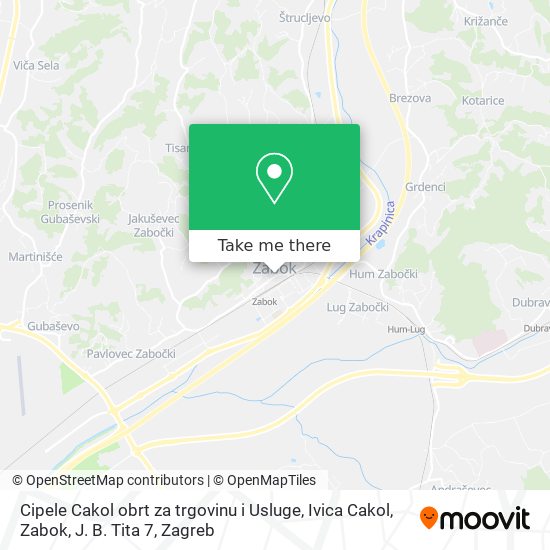 Cipele Cakol obrt za trgovinu i Usluge, Ivica Cakol, Zabok, J. B. Tita 7 map