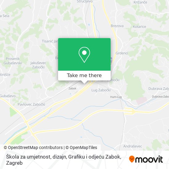 Škola za umjetnost, dizajn, Grafiku i odjeću Zabok map