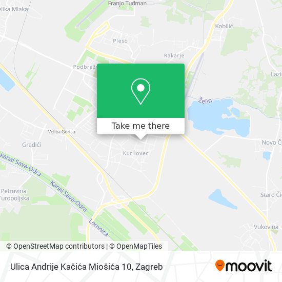 Ulica Andrije Kačića Miošića 10 map