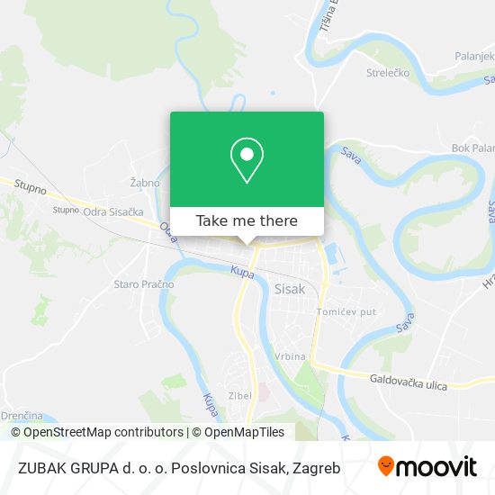 ZUBAK GRUPA d. o. o. Poslovnica Sisak map