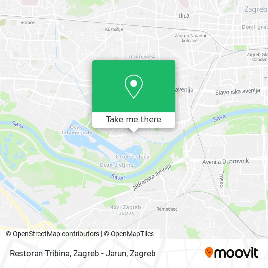 Restoran Tribina, Zagreb - Jarun map