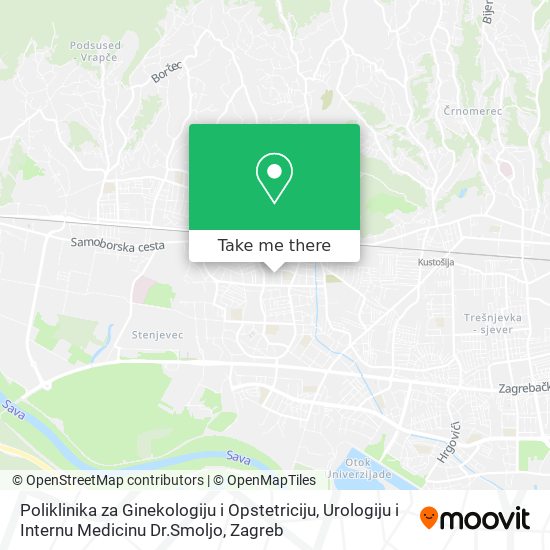 Poliklinika za Ginekologiju i Opstetriciju, Urologiju i Internu Medicinu Dr.Smoljo map