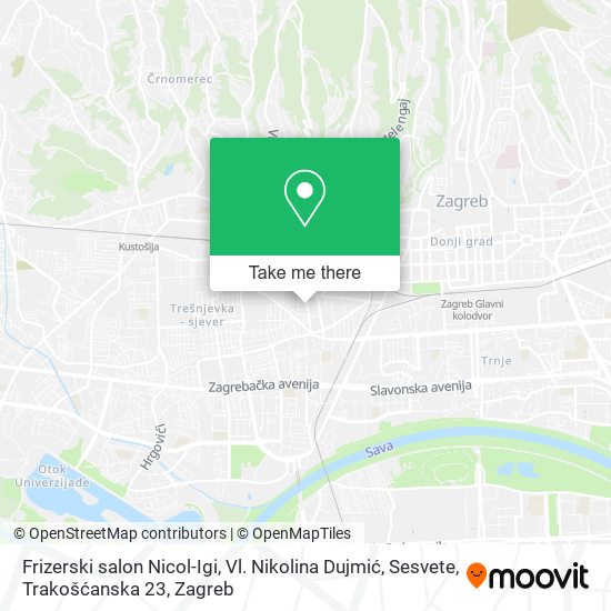 Frizerski salon Nicol-Igi, Vl. Nikolina Dujmić, Sesvete, Trakošćanska 23 map