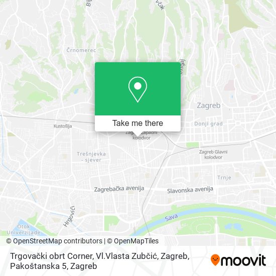 Trgovački obrt Corner, Vl.Vlasta Zubčić, Zagreb, Pakoštanska 5 map