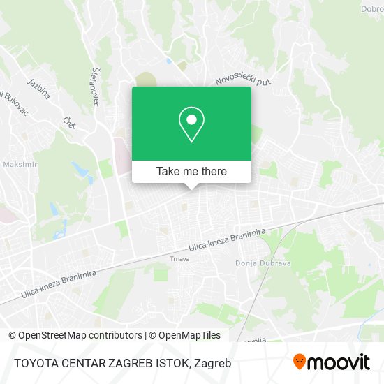 TOYOTA CENTAR ZAGREB ISTOK map