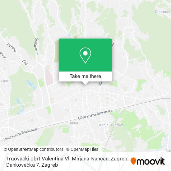 Trgovački obrt Valentina Vl. Mirjana Ivančan, Zagreb, Dankovečka 7 map