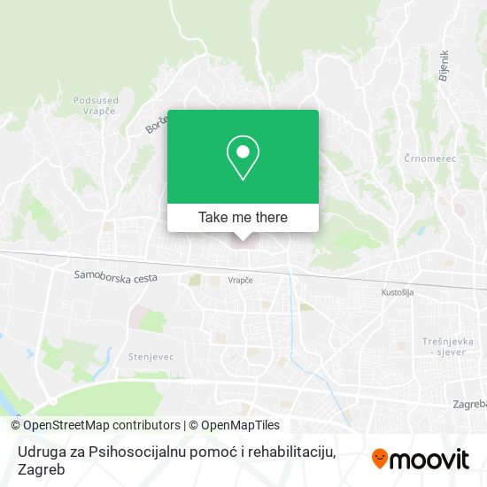 Udruga za Psihosocijalnu pomoć i rehabilitaciju map