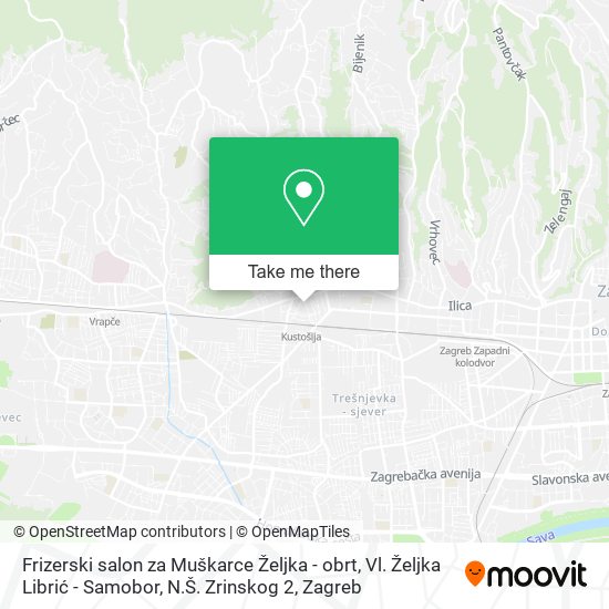 Frizerski salon za Muškarce Željka - obrt, Vl. Željka Librić - Samobor, N.Š. Zrinskog 2 map